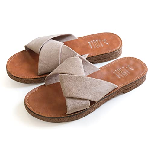 [アミアミ] サンダル ミュール レディース 歩きやすい きれいサンダル 美脚 スリッパ (ベージュ,23.0cm～23.5cm) CX3116